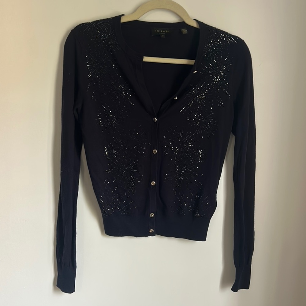 Ted Baker midnight blue sparkly cardigan size 0